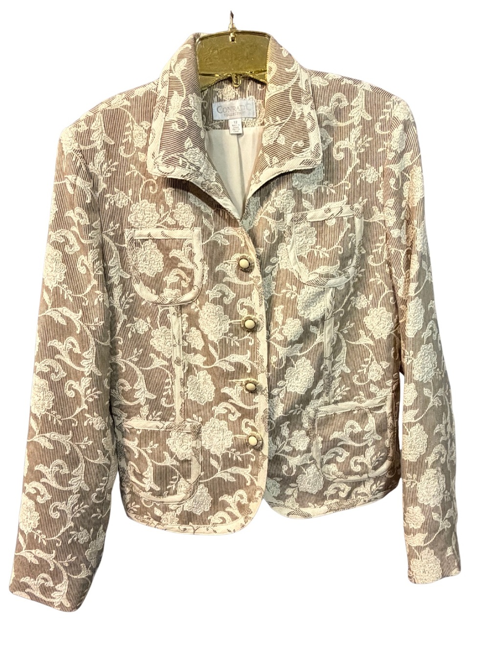 Corded Cream Floral Blazer Jacket